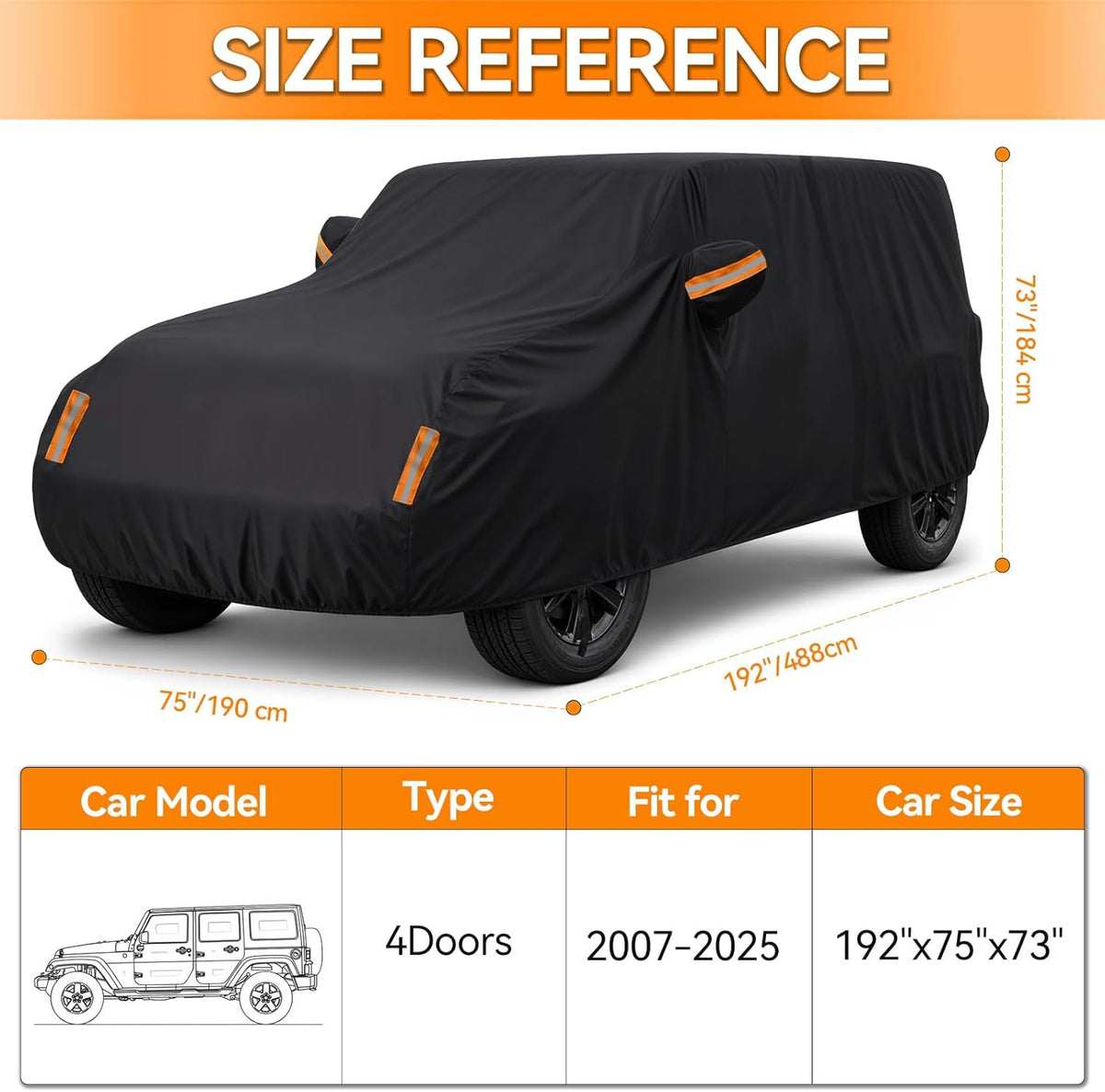 NEVERLAND Sedan Car Cover Waterproof Heavy Duty All Weather Protection Snow Anti-UV Windproof Outdoor Full Car Cover Fit for Automobiles BMW/Mercedes-Benz/Honda（for Car Size:183''L x 70''W x 59''H）