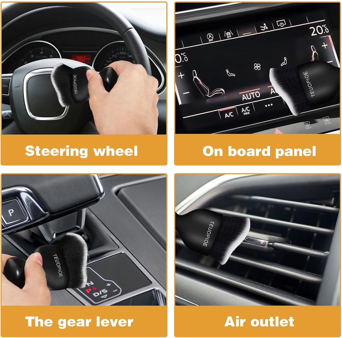 Car Interior Cleaning Brush, Car Duster Interior,Car Detailing Brush Dusting Brush,Car Interior Cleaning Tool, Auto Soft Hair Car Brush,Auto Interior Dust Brush for Air Vents(Brown)