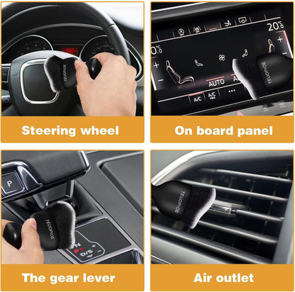 Car Interior Cleaning Brush, Car Duster Interior,Car Detailing Brush Dusting Brush,Car Interior Cleaning Tool, Auto Soft Hair Car Brush,Auto Interior Dust Brush for Air Vents(Brown)