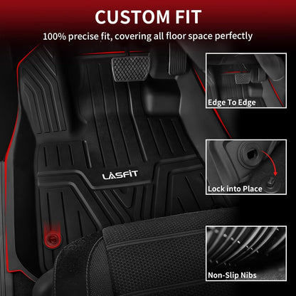 LASFIT Full Set Floor Mats for Honda CR-V 2026 2025 2024 2023 (Gasoline & Hybrid & e:FCEV), All Weather TPE Custom Fit Floor Liners 1st & 2nd Row & Seat Back Mat & Cargo Mat (Upper Position)