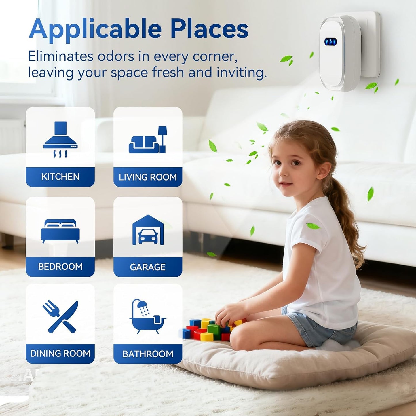 Air Purifiers (4 Pack), Air Ionizers for Home, Bedroom & Travel, Plug In Negative Ion Air Purifier, Dust, Dander, Smoke & Odor removal, Quiet Mini Portable Air Freshener, Low Energy, White