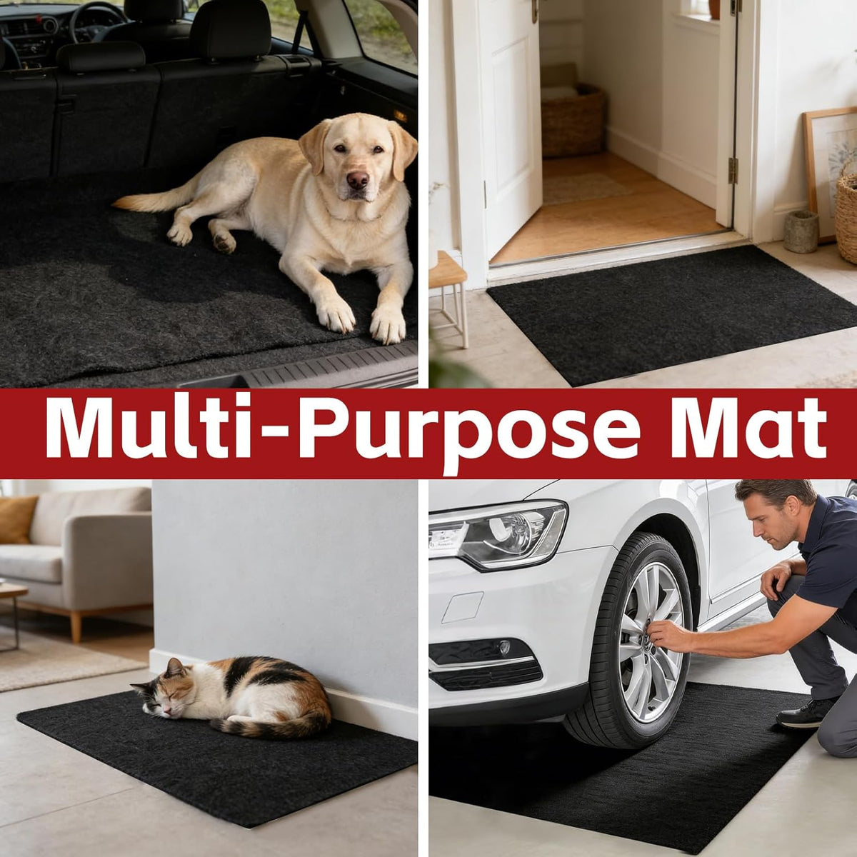Universal Cargo Liner Mat, 61" x 72.8" Felt Cargo Liner Trunk Mat with Non Slip Backing, Protective Dog Seat Cover to Protect Vehicle Interior for SUV Trucks Vans and Cars, Waterproof