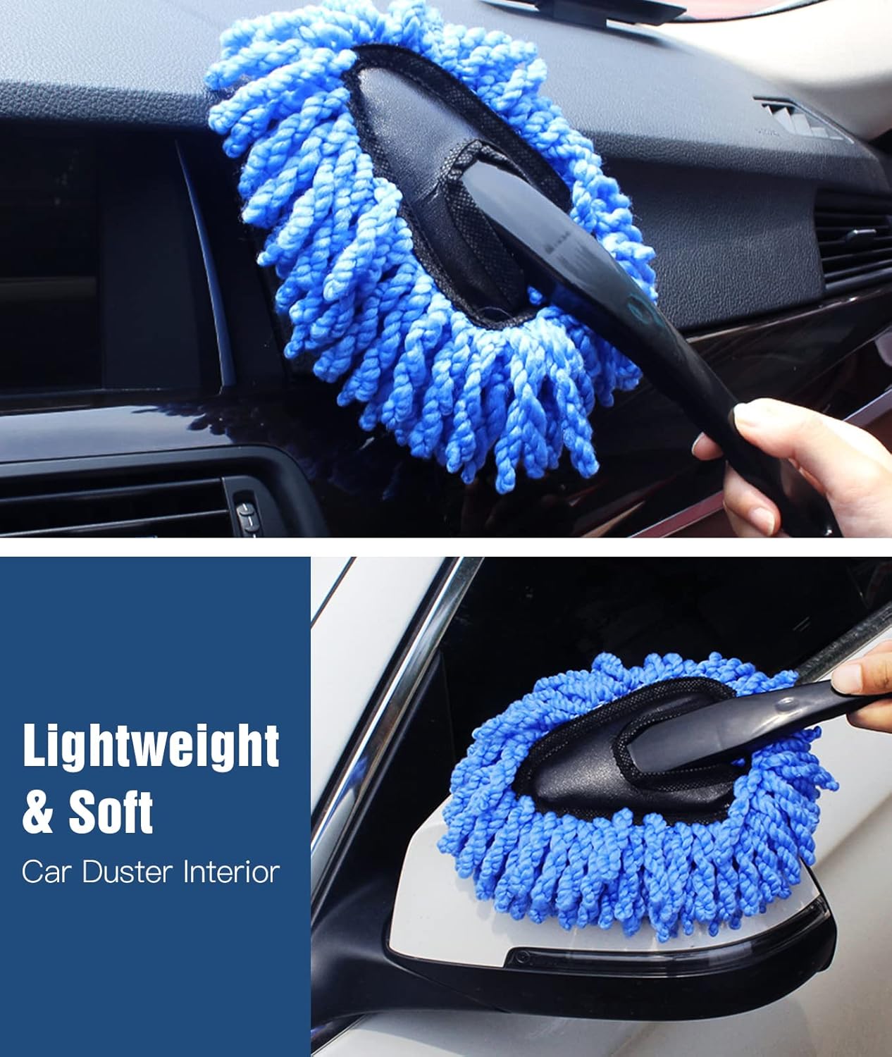 YeewayVeh Car Duster Exterior Scratch Free Microfiber Car Cleaning Brush, Extendable Handle Pollen and Dust Brush for Truck, SUV, Vehicles and Home Cleaning, Gray and Red