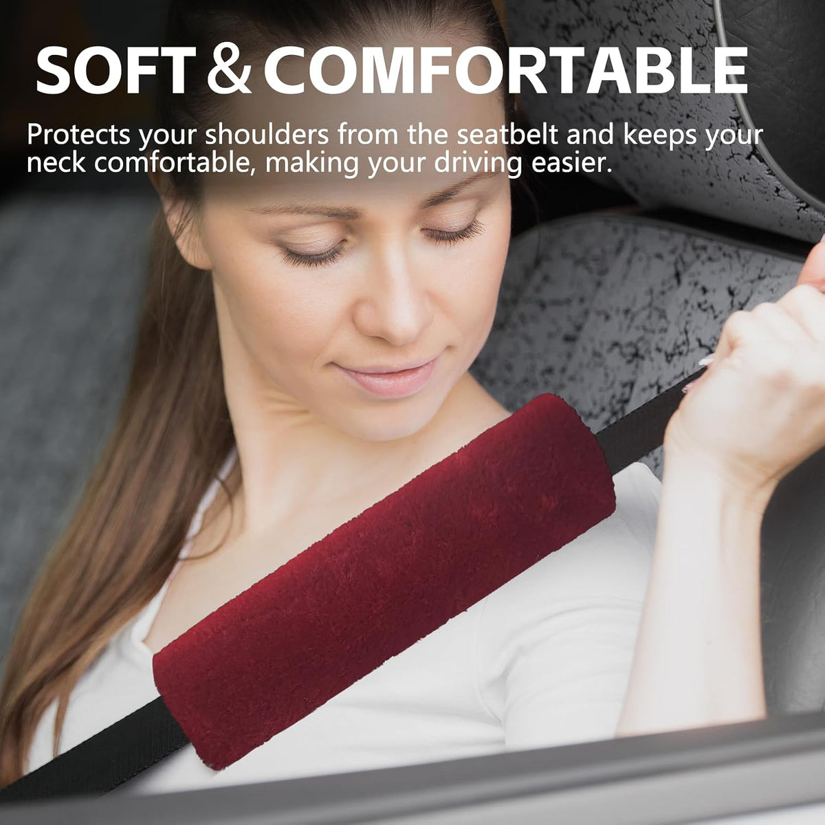 wuyaoyao 2PCS Car Seat Belt Pads Shoulder Cover, Soft Plush Auto Seat Belt Pad for Protecting Neck and Shoulder, Universal Car Shoulder Strap Cushion Protector for Adults Kids Women Men (Blue Gray)