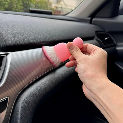 Car Detailing Brush, Soft Bristle Cleaning Brush, Scratch-Free Auto Duster Tool for Dashboard, Air Vents, Leather & Interior Cleaning (Black&Brown)