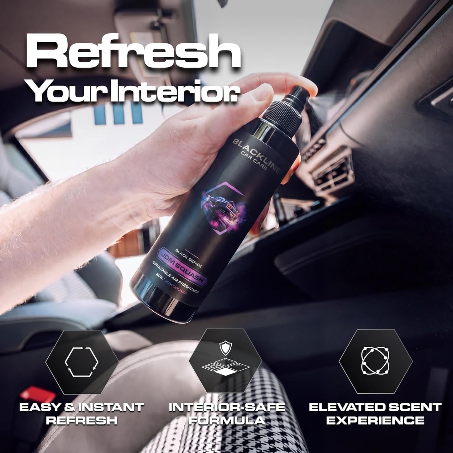 Blackline Car Care - Ocean Breeze Car Air Freshener Spray, Premium Odor Eliminator for Cars, Trucks, RVs, SUV, or Home Use - 8 fl OZ - Air Freshener - Ocean Breeze Spray