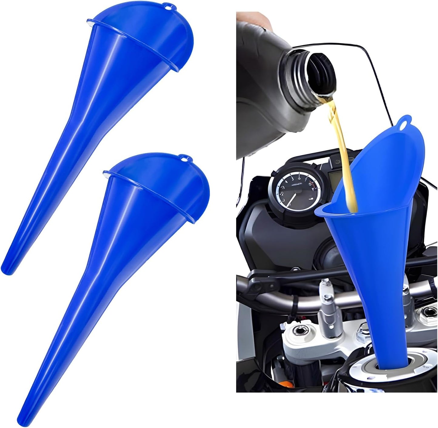 DXNQ Oil Funnel, Automotive Multi-Function Plastic Fuel Funnel with Long Neck, Universal Engine Oil Funnel for Filling Oils Gas Lubricants and Fluids, Car Accessories (Black)