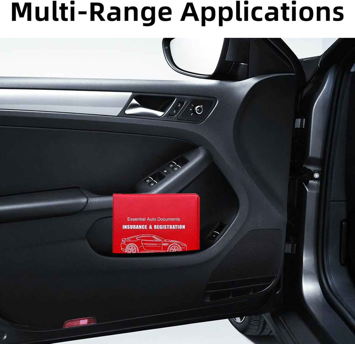 Ziciner Car Registration Insurance Holder, 2Pack Essential Auto Card Document Glove Box Organizer with Touch Fastener, Vehicle Interior Accessories Perfect for Most Car, Truck, SUV (Red/Small Car)
