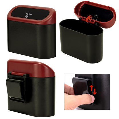 Ginsco 2 Pack Mini Car Trash Can with Lid, Small Car Garbage Can, Cute Leakproof ABS Trash Bin, Cars Accessories for Interior, Garbage Bin for Car, Home, Office with 120pcs Trash Bags Black