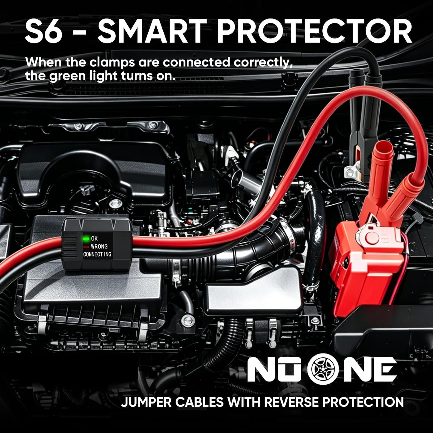 NOONE Jumper Cables for Car Battery, Heavy Duty Automotive Booster Cables for Jump Starting Dead or Weak Batteries (10-Feet)
