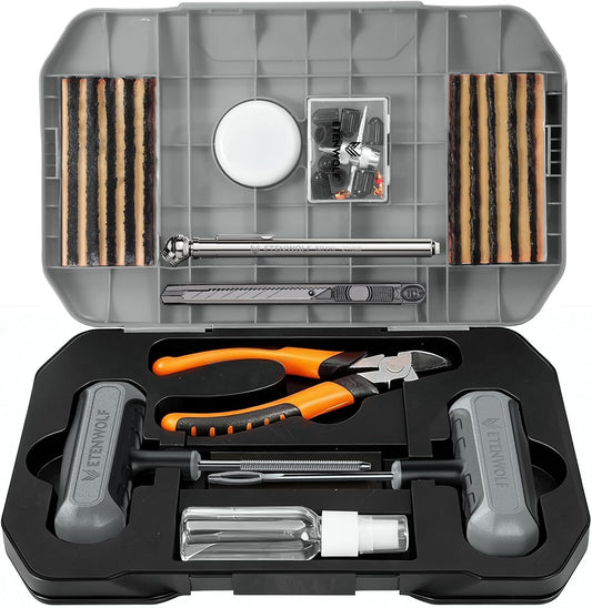 ETENWOLF Tire Repair Kit 42 Pcs, Heavy Duty Tire Plug Kit to Fix Punctures, Tire Repair Tool with Plugs for Car, Motorcycle, ATV, Jeep, Truck, Tractor, Gifts for Him Her Men Women, Vivid Orange