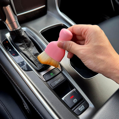 Car Detailing Brush, Soft Bristle Cleaning Brush, Scratch-Free Auto Duster Tool for Dashboard, Air Vents, Leather & Interior Cleaning (Black&Brown)