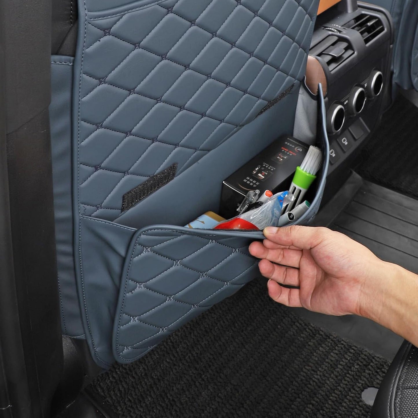 TAIKOO Seat Back Protector + Large Capacity Pocket Storage Organizer,Preventing the Impact of Children Stepping on the Seat Backrest (Black)