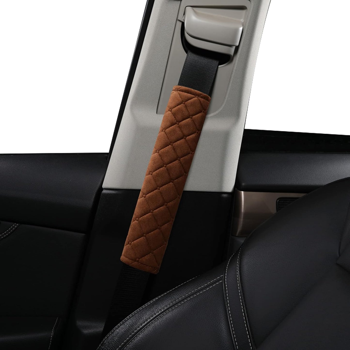 HighnessHwoo Extra Long Seatbelt Covers for Adults Kids Women & Men, Soft Car Seat Belt Strap Cushion for Sedan, SUV, Trucks, Shoulder Neck Chest Protector Pads, Auto Accessories, 1pc, Gray, 25.5in