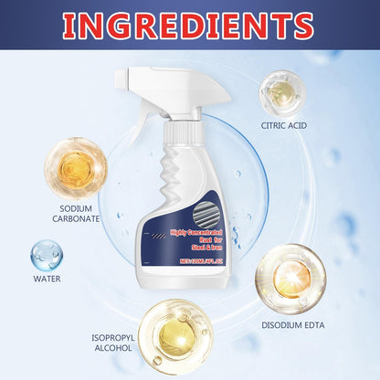 2Pcs Highly Concentrated Rust Remover for Steel & Iron,Heavy Duty Rust Remover Spray No Scrubbing,Rust Remover Heavy Duty for Metal,Powerful Rust Remover for Tools,Stainless Steel-240ML