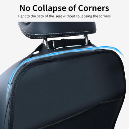 Kick Mat Back Seat Protector Waterproof Leather Car Seat Back Organizers Cover with 3 Storage Pockets for Kids Pets SUV Sedan Minivan Truck Car Travel Accessories (Black 2-Pack)