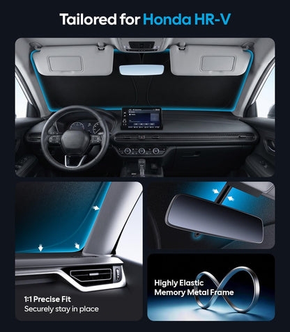 Wigoo Tesla New Model Y Accessories Windshield Sunshade [OEM Design, 100% Sun Blockage] Foldable Heat Insulation Sunshade with Storage Bag, for Model Y 2020~2026 (Juniper), Silver Coating - Colors A