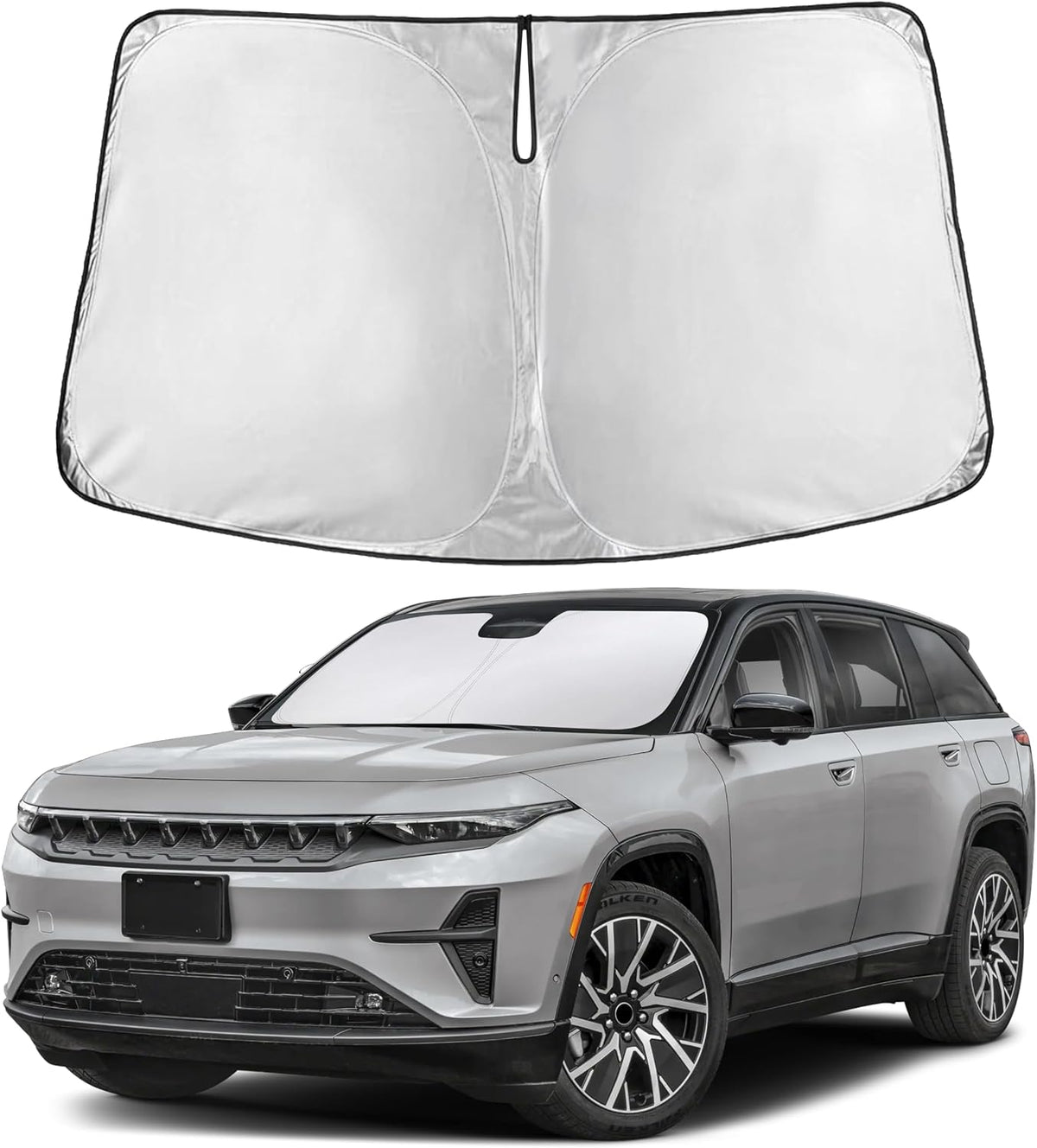 EcoNour Car Windshield Sun Shade | 2025 Upgraded Innovative No-Light-Pass Technology for Maximum Coverage | Foldable Sun Shade Keeps Your Vehicle Cool | Must-Have Car Accessories | Small (59" x 29") - Colors K