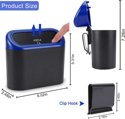 Accmor Car Trash Can with Lid, Mini Auto Dustbin Garbage Organizer Holder 2 Packs, Automotive Storage Container Bin with 60 Pcs Bags for Vehicle, Home, Office