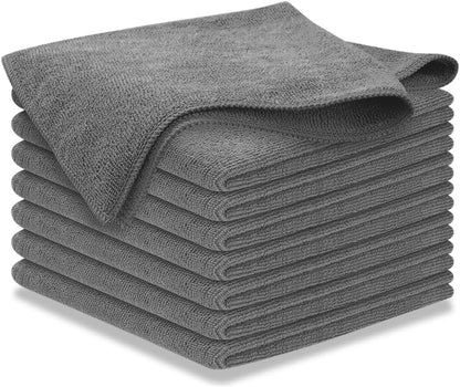 USANOOKS Microfiber Cleaning Cloth Grey - 12 Pcs (12.5"x12.5") - High Performance - 1200 Washes, Ultra Absorbent Microfiber Towel Weave Grime & Liquid for Streak-Free Mirror Shine - Car Washing Cloth