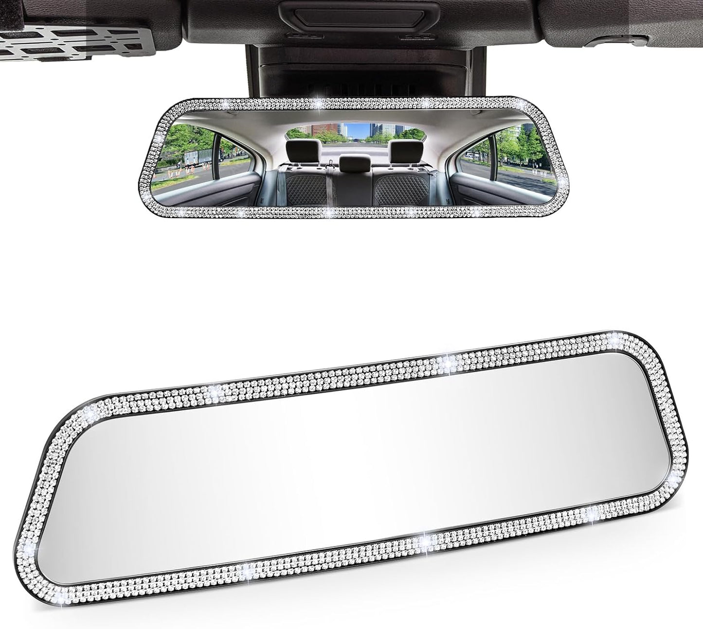JOYTUTUS Rearview Mirror, 12 Inch Panoramic Interior Clip-on Wide Angle Convex Universal Rear View Mirror to Reduce Blind Spot Effectively for More Car SUV Trucks -Clear