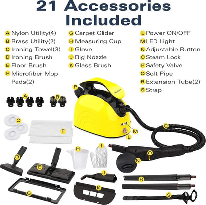 Waitbird Steam Cleaner, Steam Cleaner For Home,Handheld Steam Cleaner With 21 Accessories,248 ° F High Temperature,Suitable For Floors,Sofas,Interior Decoration,Barbecue Grills,Mop Replacement Parts