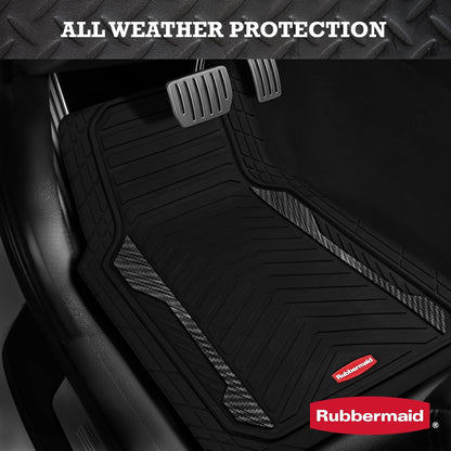 Rubbermaid Car Floor Mat, Heavy Duty All-Weather Car Mats Full Set with Dual-Tone Pink Aluminum Inserts – Universal Fit, Anti-Slip Backing, Trim-to-Fit for Most SUV, Sedan, Van
