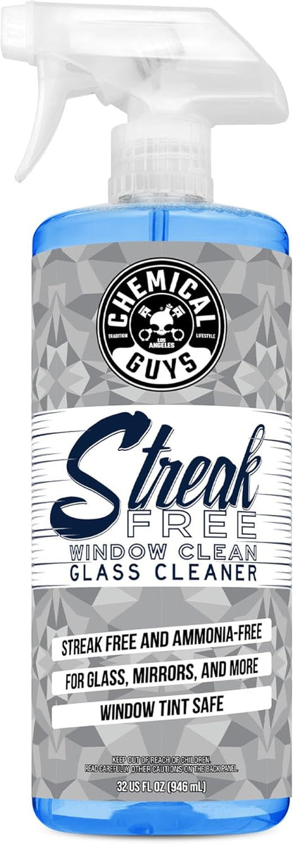 Chemical Guys Streak Free Window Cleaner – Ammonia-Free Glass Cleaner for Crystal Clear Clarity, Safe on Tint, Mirrors, Touchscreens, Windshields, and Chrome, 32 fl oz
