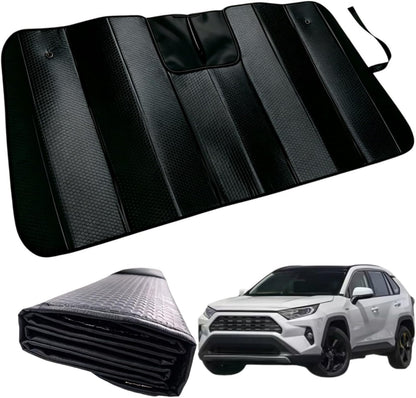 GWUSKDT Car Sun Shade, Sun Protector,Foldable Front Window Shade-Thicken 5-Layer Bubble for Auto Windshield UV Protection and Heat Reflector 58"x 27.5" (Blue)