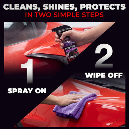 SHINE ARMOR Fortify Quick Coat: 3-in-1 Waterless Car Wash Spray with Ceramic Coating - Car Wax, Paint Protector, and Cleaner for Trucks, Bikes and SUVs, Made in USA, 16floz