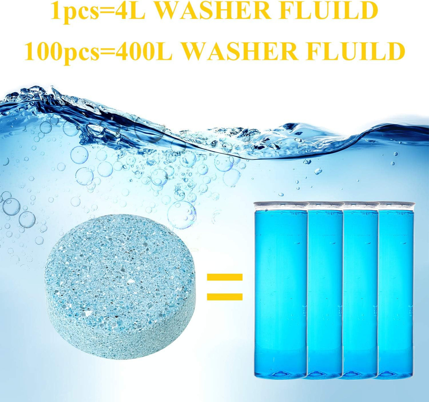 Boao 100 Pcs Car Windshield Washer Tablets Cleaning Washer Fluid Tablets Glass Concentrated Cleaner Windshield Wiper Fluid Solid Effervescent Remove Auto Glass Stains Clear Car Vision