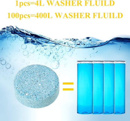 Boao 100 Pcs Car Windshield Washer Tablets Cleaning Washer Fluid Tablets Glass Concentrated Cleaner Windshield Wiper Fluid Solid Effervescent Remove Auto Glass Stains Clear Car Vision