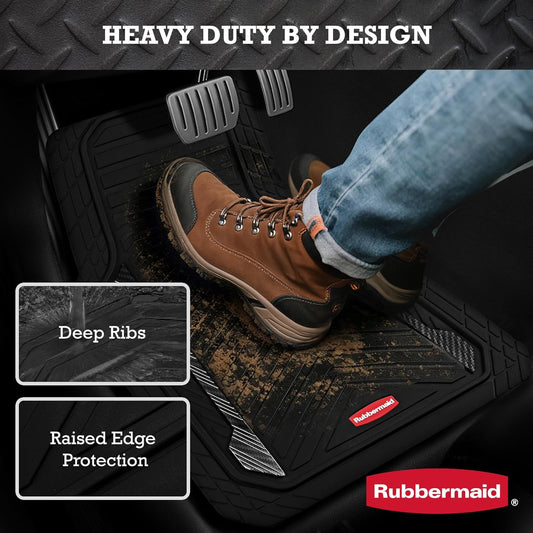 Rubbermaid Car Floor Mat, Heavy Duty All-Weather Car Mats Full Set with Dual-Tone Pink Aluminum Inserts – Universal Fit, Anti-Slip Backing, Trim-to-Fit for Most SUV, Sedan, Van