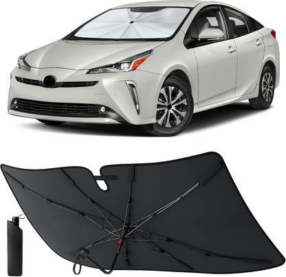 Econour Windshields Sun Shade for Car | Medium Foldable Car Sunshade & Window Tint | UV & Heat Protection Front Window Sun Shield, Keeps Interior Cool, Fits Sedans SUVs & Trucks (57” x 33”)