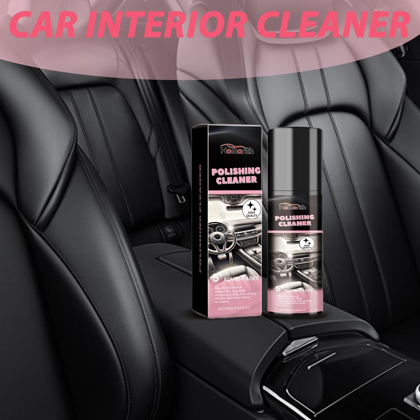 2PCS Polishing Cleaner, Car Interior Cleaner Spray, Total Vehicle Interior Detailer Spray Rejuvenation, 100ml Multi-Purpose Cleaner