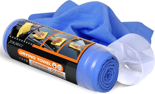 Premium Absorbent Car Drying Chamois Cloth Shammy Towel, 26''x17'' Large, Reusable for Vehicle, Bathroom, Dust Remove, No Spots/Streak/Scratch, Blue