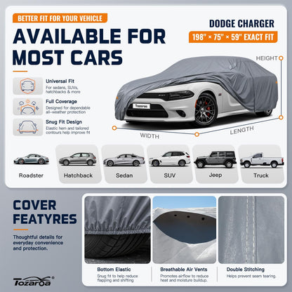 SUV Cover Waterproof All-Weather,Outdoor Full Exterior Automobiles SUV(Length 182-190 inch) with Windshield Sun Shade Universal Fit Toyota RAV4,CRV,Model Y,Q5,Size S2 (See SizeChart)