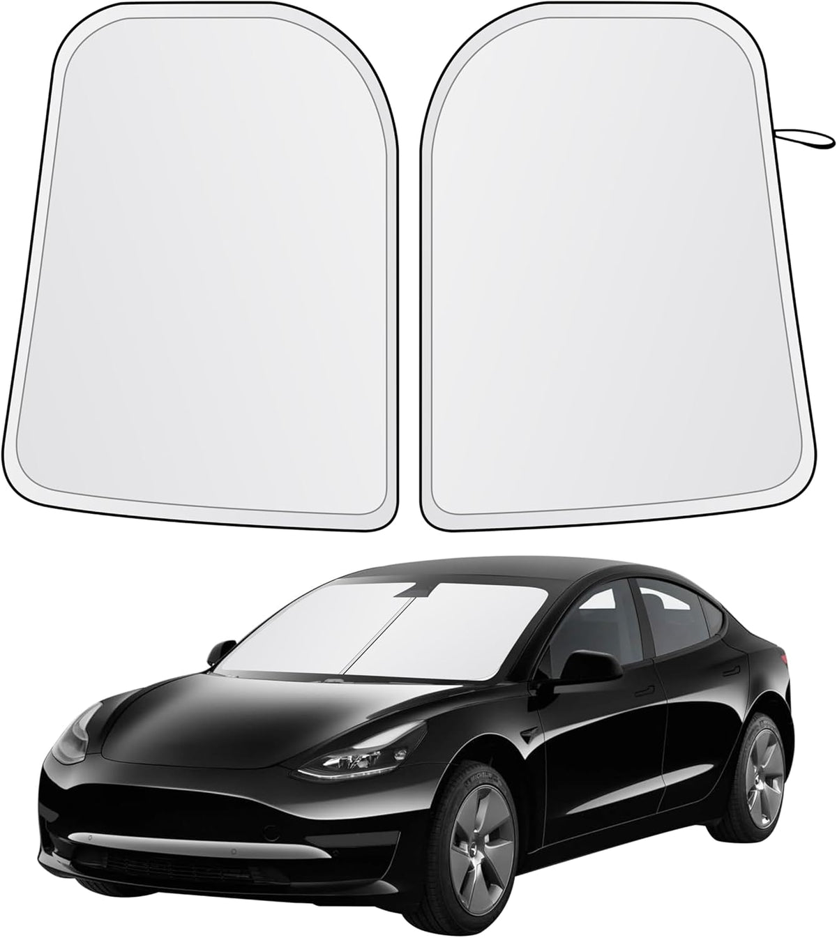 EcoNour 2 Piece Foldable Car Windshield Sun Shade – UV & Heat Protection, Interior Cooling, Durable Upgraded Design, Easy Fold, Front Window Sunshade - Medium (31" L x 28" W)