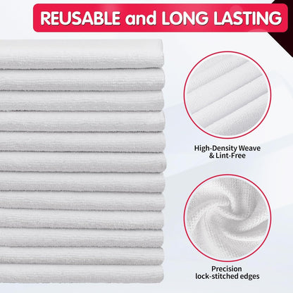 FIXSMITH Microfiber Cleaning Cloth - Pack of 50, Microfiber Towels for Cars 16 x 12 in, Highly Absorbent Cleaning Rags, Lint-Free, Streak-Free Cleaning Cloths for Car Kitchen Home Office
