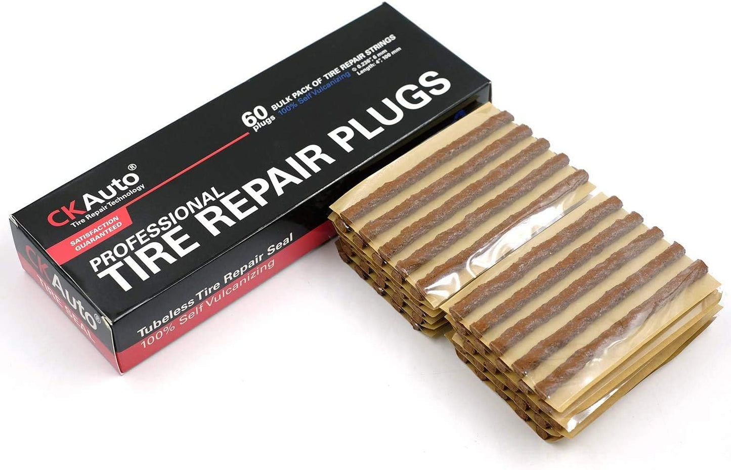 CKAuto 30pcs 4" Black Tire Repair Strings, Automotive Tool Tire Repair Plugs for Tubeless Off-Road Tires Car, Bike, ATV, UTV, Wheelbarrow, Mower