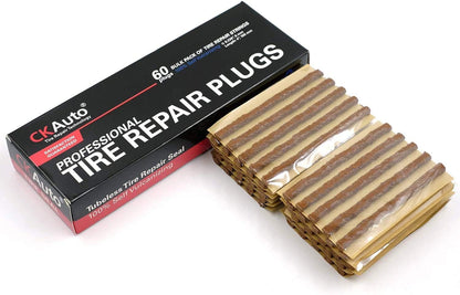 CKAuto 30pcs 4" Black Tire Repair Strings, Automotive Tool Tire Repair Plugs for Tubeless Off-Road Tires Car, Bike, ATV, UTV, Wheelbarrow, Mower