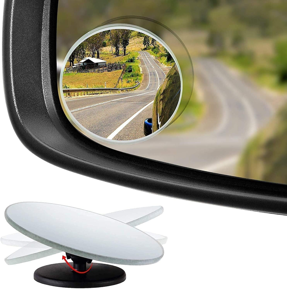 Verivue 2-Inch Round Blind Spot Mirrors for Cars, Universal Fit, HD Convex Wide Angle, Stick-On Frameless Side Mirror Blindspot, Adjustable Blind Spot Mirror for Car Side Mirrors, 2-Pack