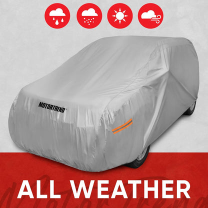 Motor Trend SafeKeeper Heavy Duty Car Cover Waterproof All Weather, Multi-Layered Truck SUV Car Cover for Snow Rain Sun UV Protection, Full Exterior Car Covers for Automobiles (Fits up to 190" Length)