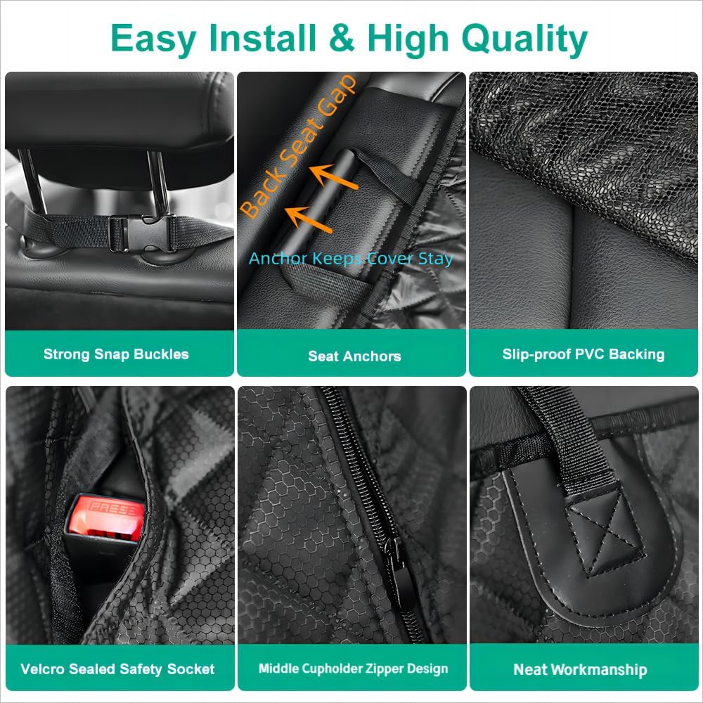 ANOSOSPECIAL Dog Car Seat Cover for Back Seat Cover,Non Stick Fur Rear Seat Protector for Pet,Nonslip Waterproof Durable Universal Fit Interior Backseat Covers for Auto Van SUV