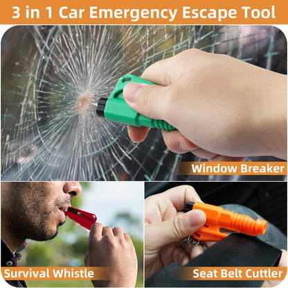 16Pcs Window Breaker Seatbelt Cutter, Portable 3 in 1 Glass Breaker/Seat Belt Cutter/Survival Whistle Car Window Breaker Keychain, Safety Emergency Escape Tools, Multifunctional Car Accessories