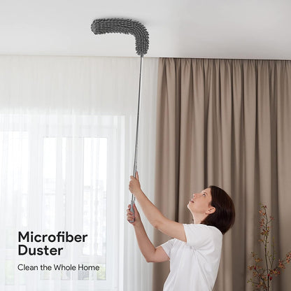 DELUX Microfiber Feather Duster Extendable Duster with 100 inches Extra Long Pole, Bendable Head & Long Handle Dusters for Cleaning Ceiling Fan, High Ceiling, Blinds, Furniture & Cars Gray