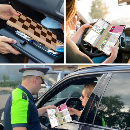 Car Registration and Insurance Holder, with Magnetic Closure for License, Cards and Documents, All Vehicle Needs and Car Accessories (Leopard-Black)