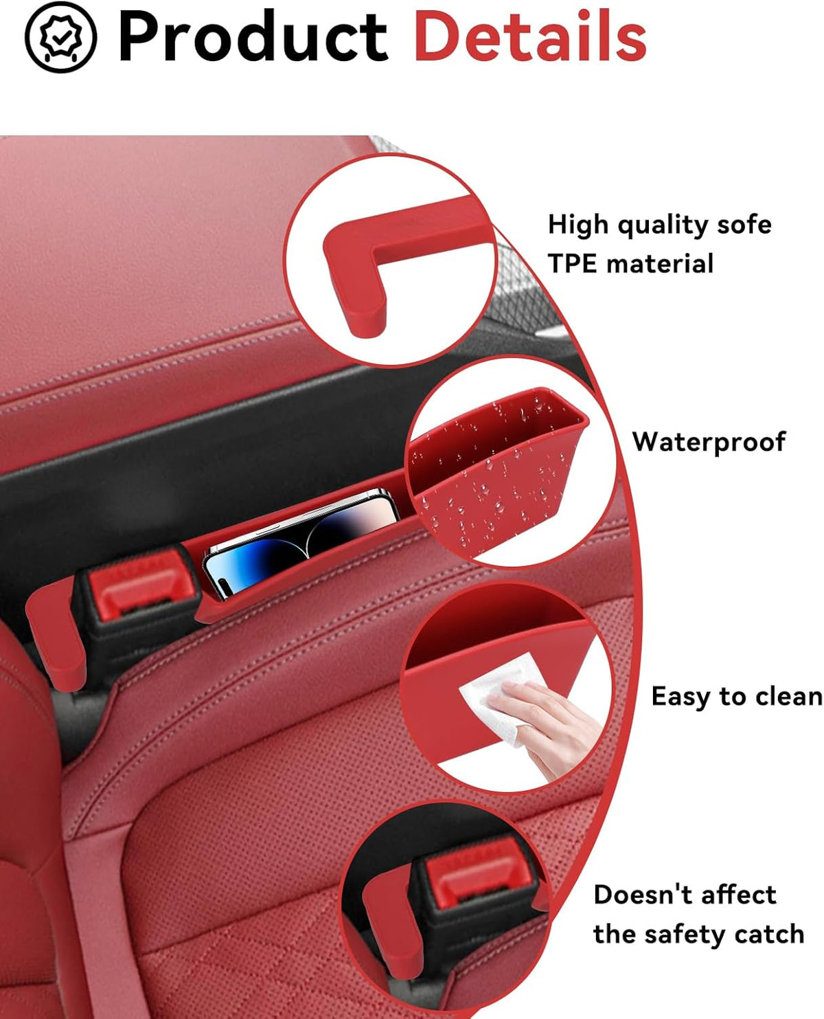 Car Seat Gap Filler, Seat Gap Organizer with Phone Holder, Car Seat Accessories, Car Organizer Fit Car SUV Truck-2PCS Black