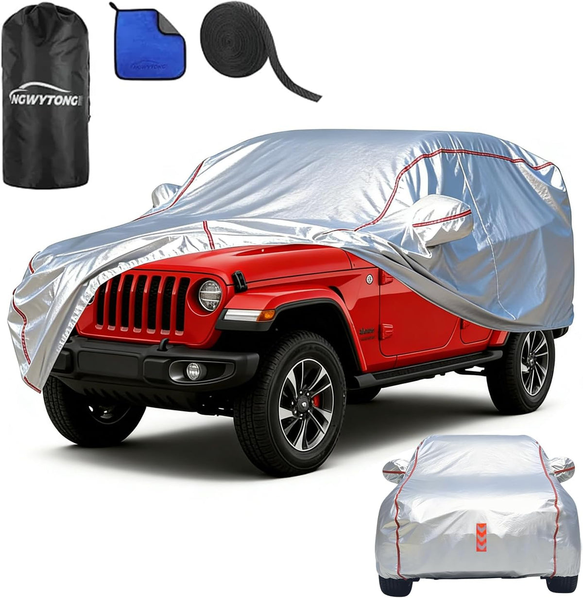 Car Cover for Sedan, Waterproof All Weather Heavy Duty, 360° Underbody Wrap Windproof Design, Quick Install Outdoor Vehicle Cover, Fits 186-193 in