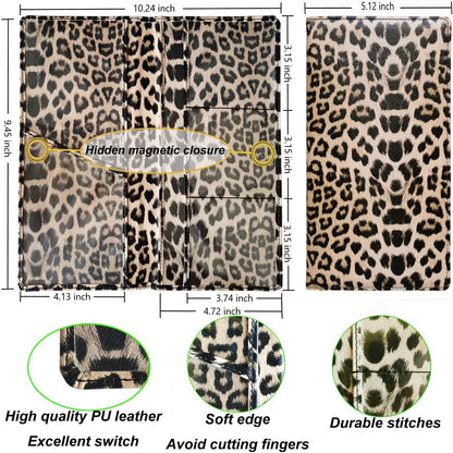 Premium Car Registration and Insurance Holder,Registration Insurance Card Holder of Leopard Print PU Leather Looks Stylish and Special,Glove Box Organizer Makes Your Documents In Order.